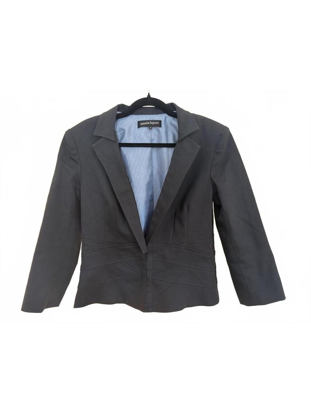 Nanette Lepore Black Fitted Blazer Jacket Women’s Size 12 Made in USA